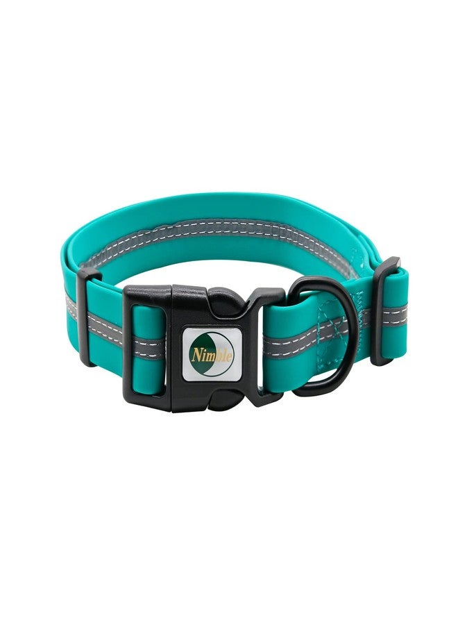 NIMBLE Dog Collar Waterproof Pet Collars Anti-Odor Durable Adjustable PVC & Polyester Soft with Reflective Cloth Stripe Basic Dog Collars S/M/L Sizes (Medium (11.81”-18.5”inches), Emerald Green) - Image 1